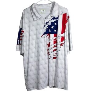 Obnoxious Golf Men’s Polo Shirt The Patriot American Flag Size 2XL Wicking